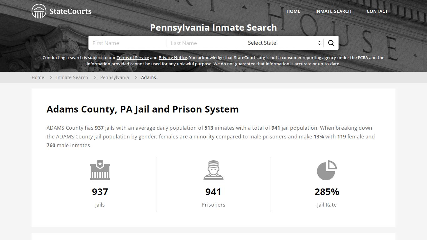Adams County, PA Inmate Search - StateCourts